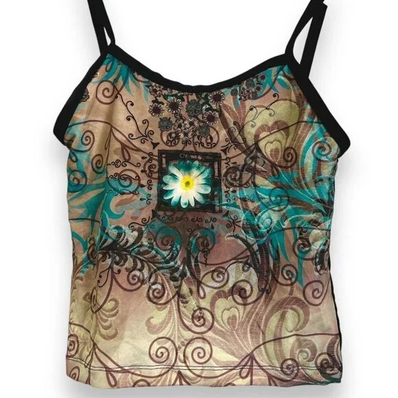 RARE Vintage Hot Skins Bodywear Cropped Tank with Shelf Bra New - Picture 1 of 2